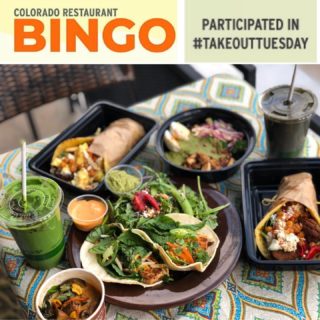 Get your #takeouttuesday on with #corestaurantbingo and be entered to win prizes like gift cards, trips, and lots more! How?Take out from somewhere delish like @vitalrootden, take a photo, then tag them and @corestaurants with the #corestaurantbingo hashtag. See link in bio for 4 cards to play & more deets. #supportlocal #supportsmallbusiness #corestaurants #milehigheats #denvercolorado #5280eats